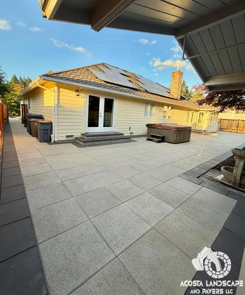 Contemporary Patio, Retaining Wall & Sod Renovation